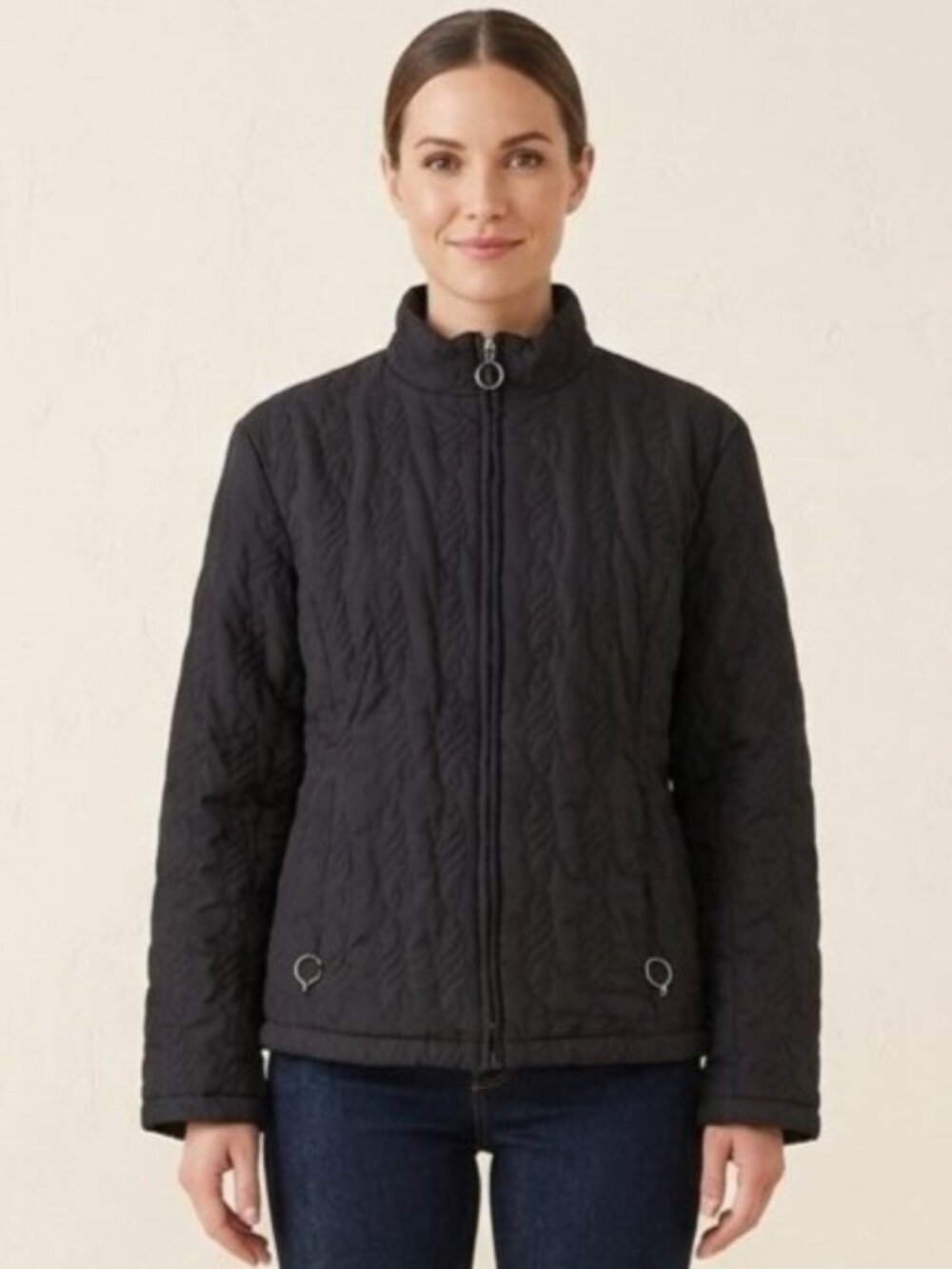 Utex Sz M Womens Black Quilted Lightweight Winter Puffer Jacket Classic Retro 90